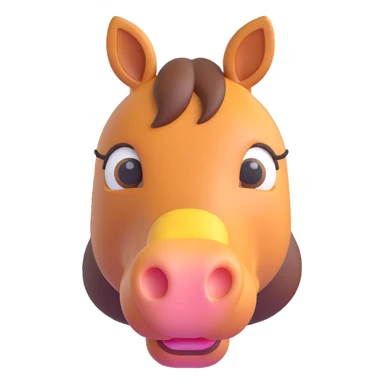 cute and rounded horse, 3D emoji style, facing forward sticker