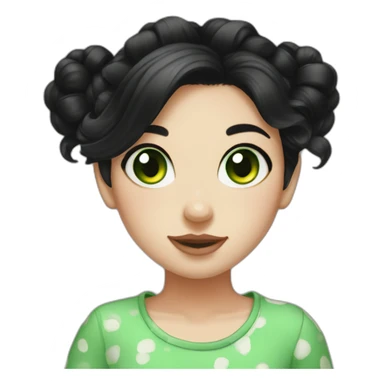 black hair bun green eyed freckled girl sticker