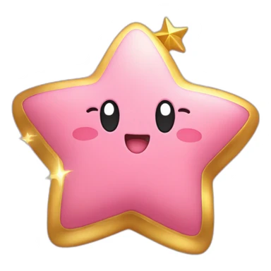 cute happy Kirby holding a golden star sticker
