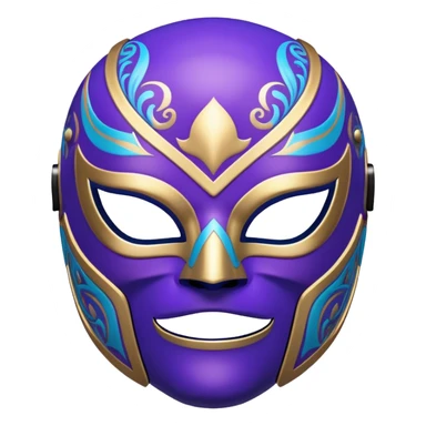 A luchador wrestling mask in purple and blue colors with intricate design sticker