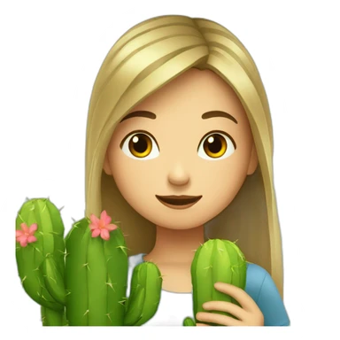 Fille qui fait un bisous à un cactus sticker