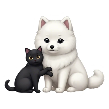 samoyed hug black british cat sticker