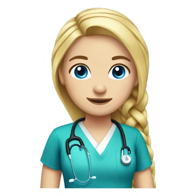 Girl with blonde hair in one long braid and blue eyes being a doctor sticker