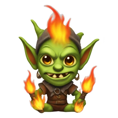 goblin on fire with horns sticker