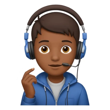 a boy with headphone in his hand sticker