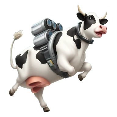 flying cow with jet pack sticker