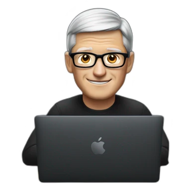 tim cook with black macbook pro on desk sticker