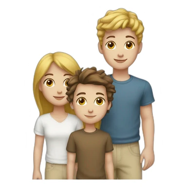 three white siblings one girl 2 boys sticker