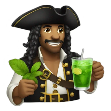 pirate drinking mojito sticker