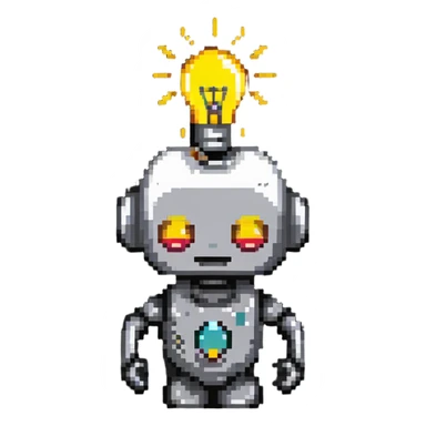robot emoji with a lightbulb above its head, representing thinking sticker