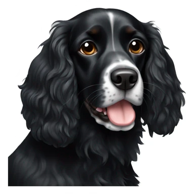 Black spaniel with white flash on chest sticker
