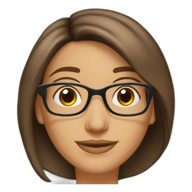 42 year old women bob haircut brown hair brown eyes glasses sticker