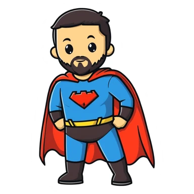 kid with beard wearing homemade superhero costume sticker