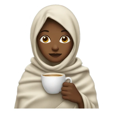 Women with blanket and coffee sticker