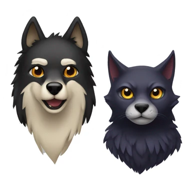 a raven next to a wolf-cat sticker