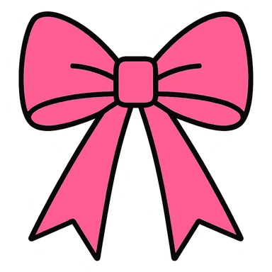 Make the preppy pink bow more long and flowy, hot pink, crisp edges, fashion accessory, no background. sticker