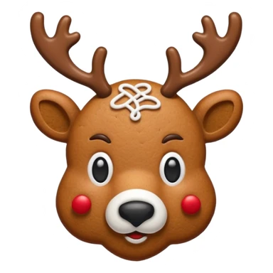 gingerbread cookie in reindeer head shape sticker