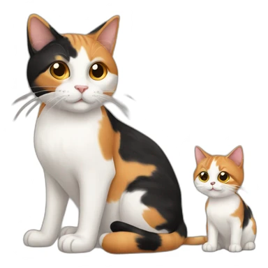 calico cat and his baby sticker