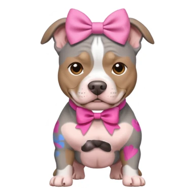Gray Pitbull with a pink bow sticker