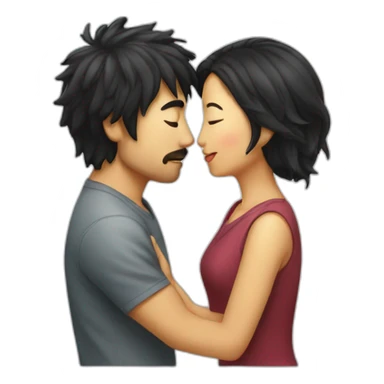 scruffy-man-and-asian-woman-kissing sticker