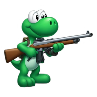 yoshi with a shotgun sticker