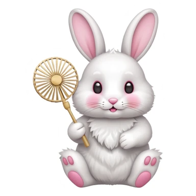 A rabbit hold a folding fan playfully sticker