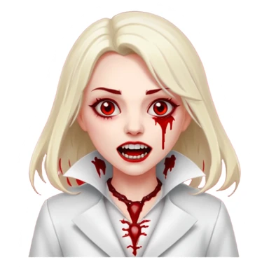 Women Vampire with white coat dress and eyes should be red with blood & opened mouth and teeth sticker