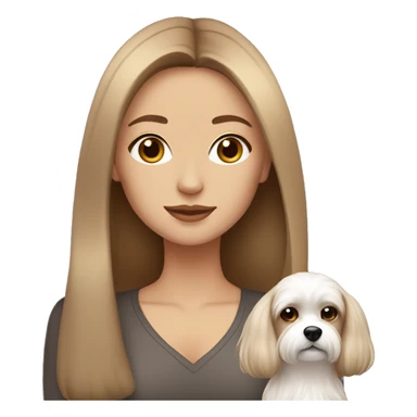 beautiful woman, straight long light brown hair, brown eyes With Maltese dog sticker