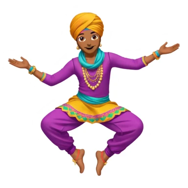 Bhangra dancer mid-jump, colorful turban sticker