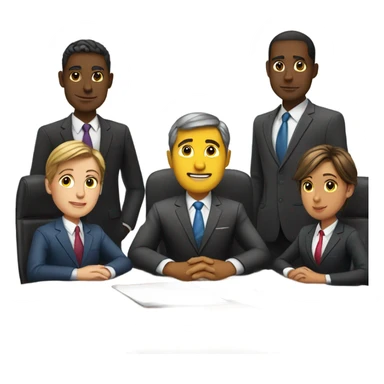 5 people in suits sitting at a table sticker