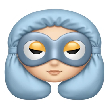 emoji of an isolated silky sleep mask, no eyes, no face, no character features, smooth satin texture with gentle shine, pastel grey-blue color, soft rounded shape, cozy winter pajama mood, soft shadows sticker