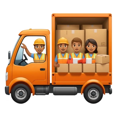 create a realistic emoji showing warehouse logistic partners sticker
