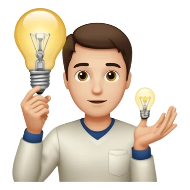 male portrait with light bulb sticker