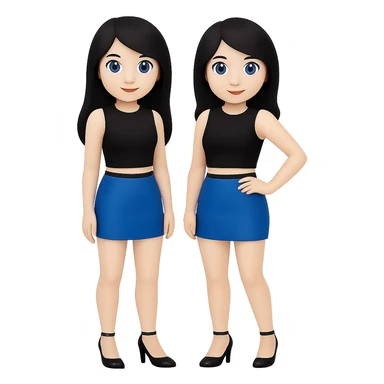 Change hair color to black, keep all other features the same, in emoji style with no background. sticker