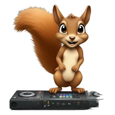 Squirrel playing on dj decs sticker