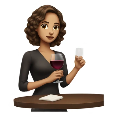 rich girl with brown hair, dark eyes, with a glass of wine  sticker