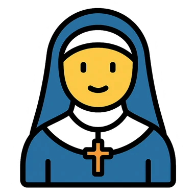 color outline icon of a nun with yellow skin sticker