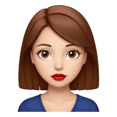 Girl who have brown hair brown eyes and beautiful red lip  sticker