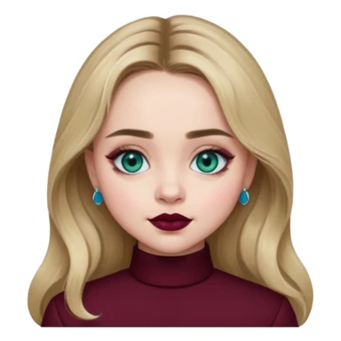 Sabrina carpenter blue-green eyes wearing burgundy lipstick  sticker