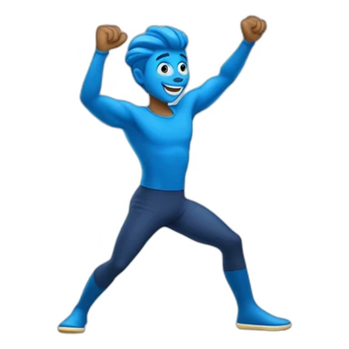 blue cartoon guy shaking gluteus maximus dance sticker