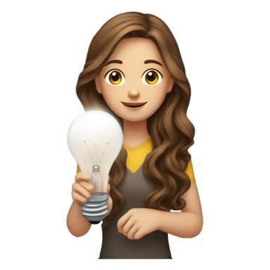 long wavy brown-hair white girl with bulb sticker