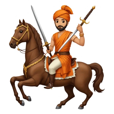 Make a emoji of Chatrapati Shivaji Maharaj in hand must have sward and horse sticker