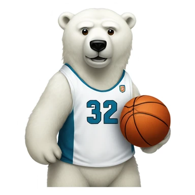 Polar bear wearing #32 jersey with basketball  sticker
