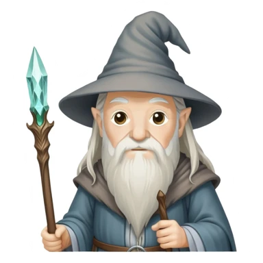 Gandalf the wizard with long white beard, pointy hat, and staff sticker