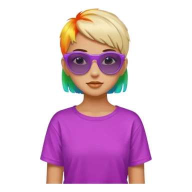 stylish teen girl wearing shades and dyed colorful short hair, stylish outfit sticker