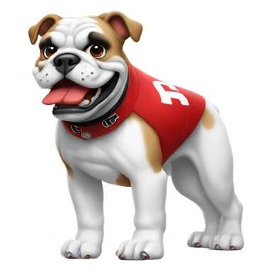 white UGA Georgia bulldog with a football and a red collar  sticker