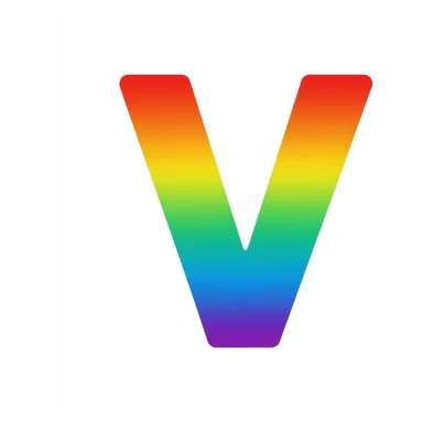 letter V with rainbow fill sticker
