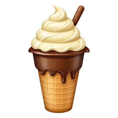 Ice cream in a cup with chocolate sticker