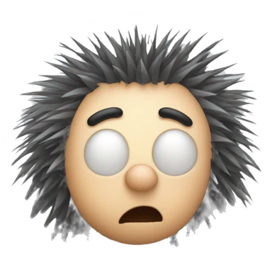 Porcupine man looking shocked static hair crouched down sticker