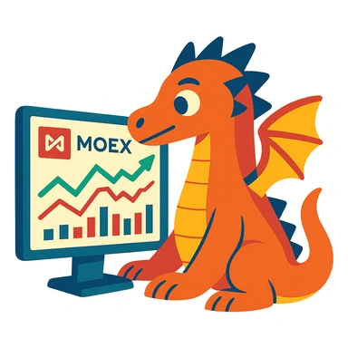 A dragon looking at Moscow stock exchange charts sticker